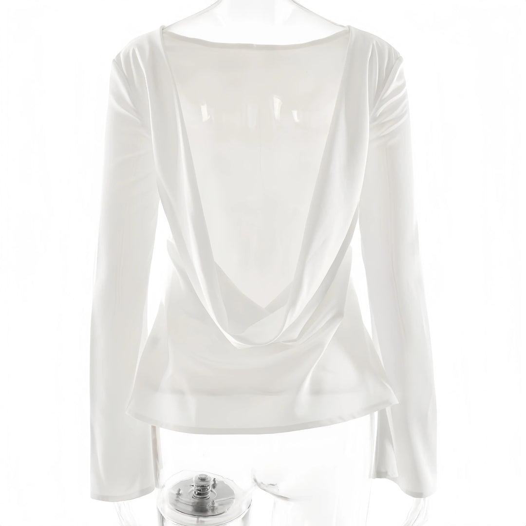 Morgan & Brooke | Long Sleeve Bell Cuff Satin Top