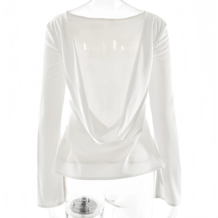 Morgan & Brooke | Long Sleeve Bell Cuff Satin Top