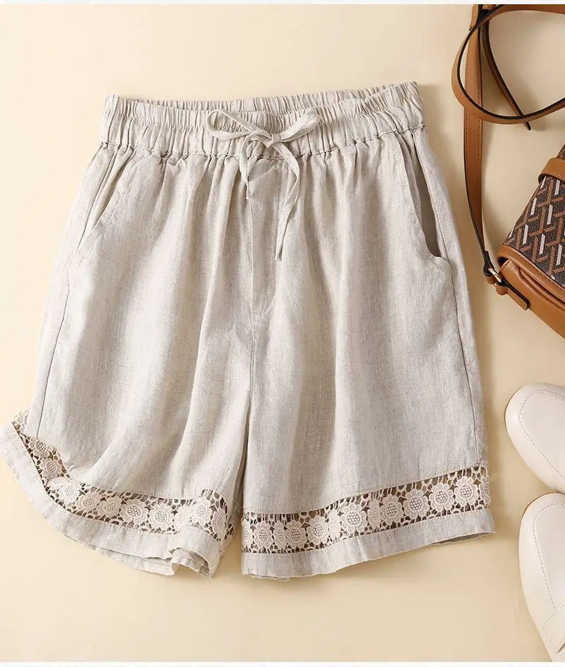 Morgan & Brooke | Embroidered Linen Shorts