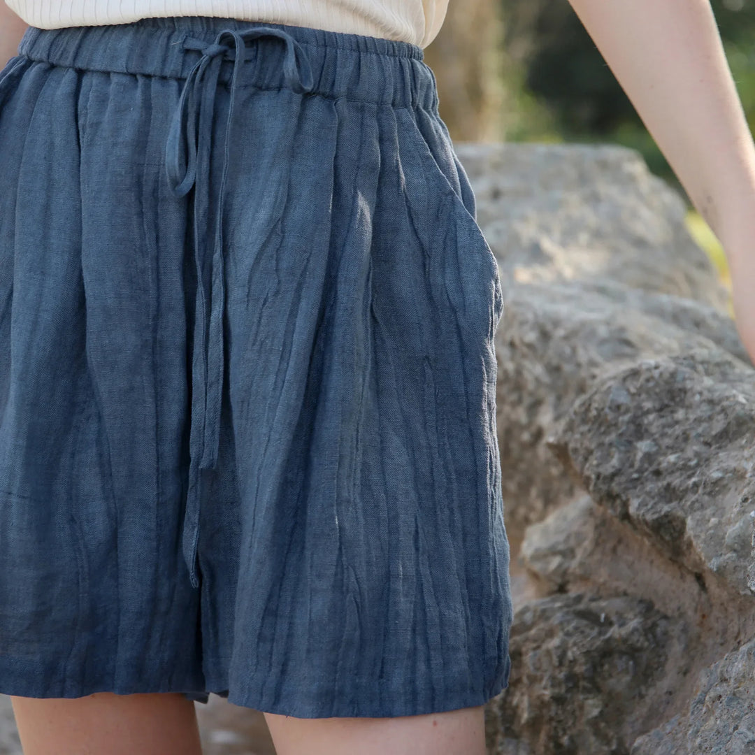 Morgan & Brooke | Natural High-Waist Relaxed Fit Linen Shorts