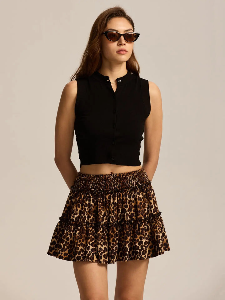 Morgan & Brooke | Leopard Print Tiered Ruffle Skirt