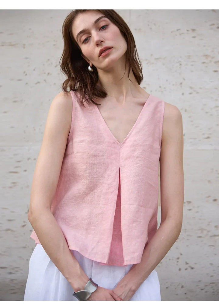 Morgan & Brooke | Light Blue Reversible Chambray-Linen Vest