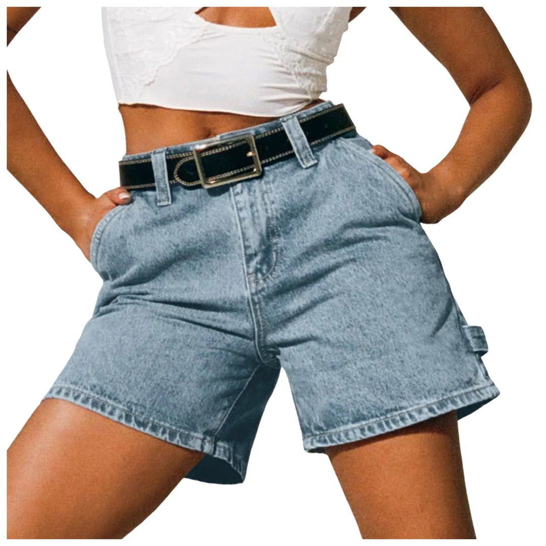 Morgan & Brooke | Indigo High-Waist Cotton Denim Shorts