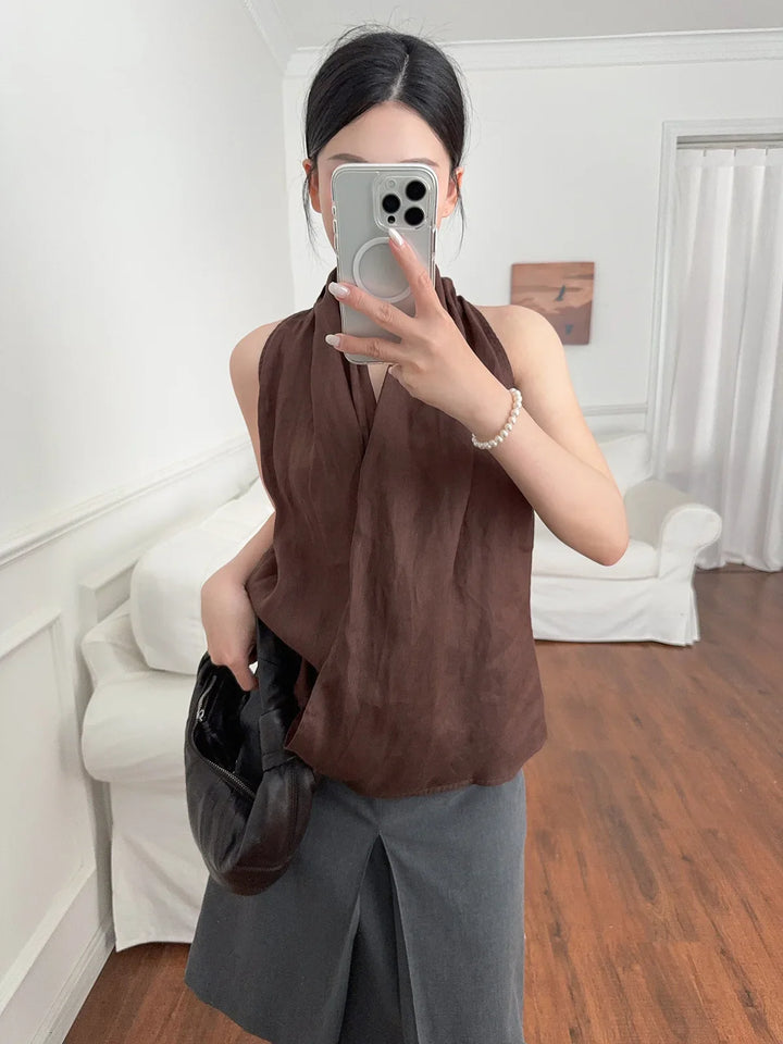 Morgan & Brooke | Draped Sleeveless Linen Vest
