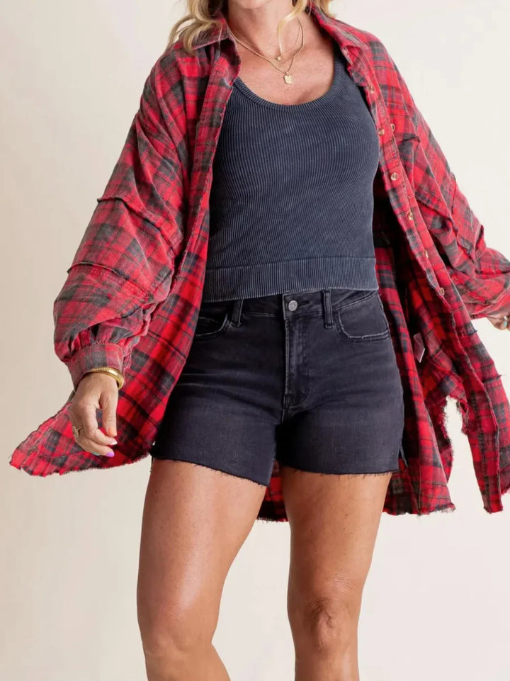 Morgan & Brooke | Green Plaid Button-Up Flannel Shirt