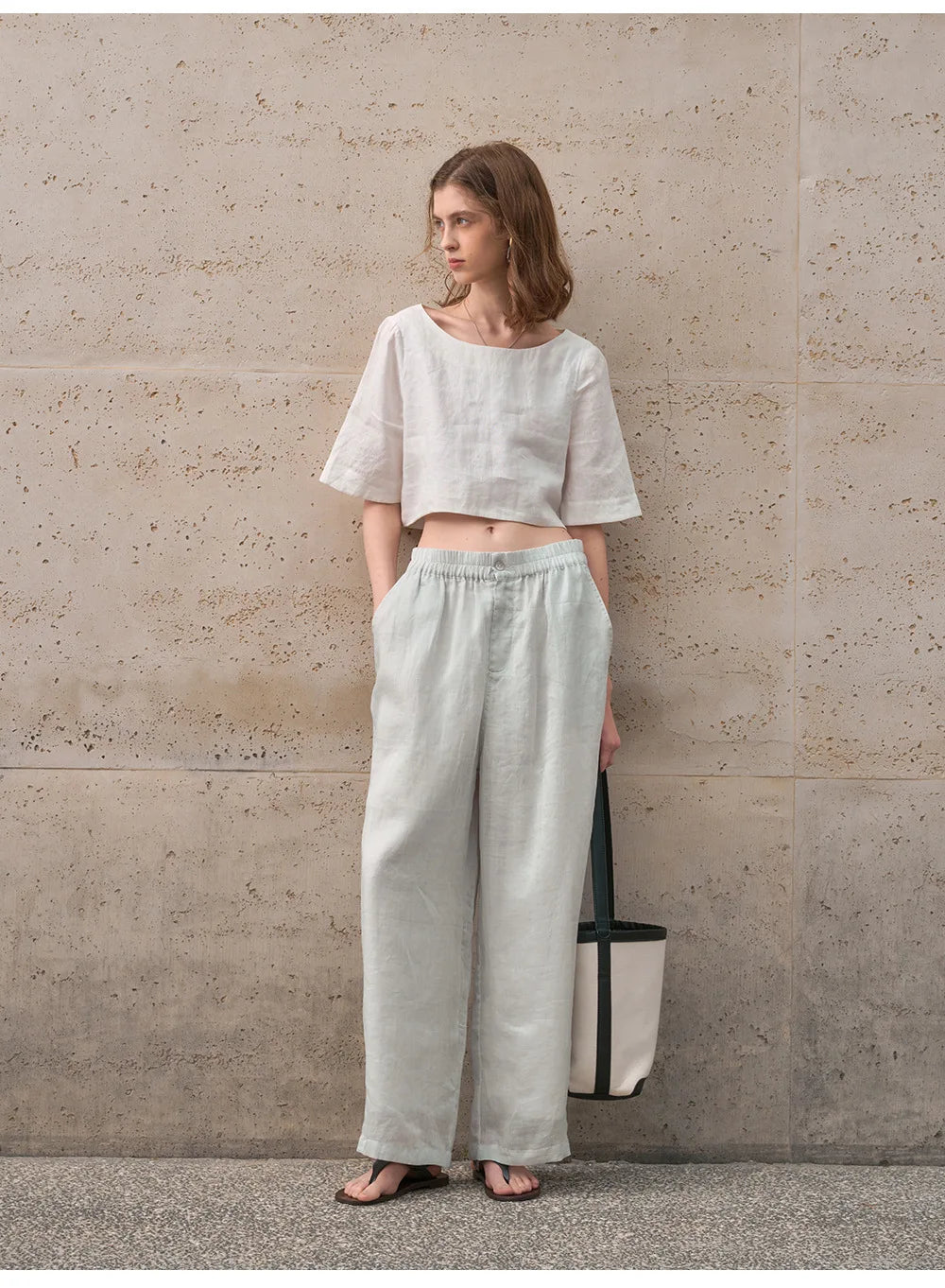 Morgan & Brooke | Boxy Cropped Linen Top