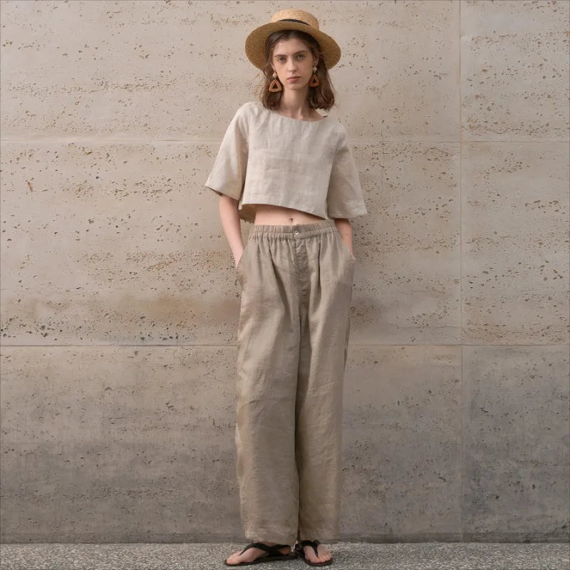 Morgan & Brooke | Boxy Cropped Linen Top
