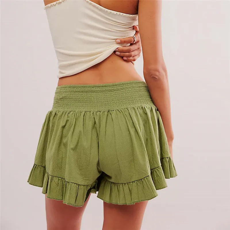 Morgan & Brooke | Embroidered Ruffle Pocket Cotton Shorts