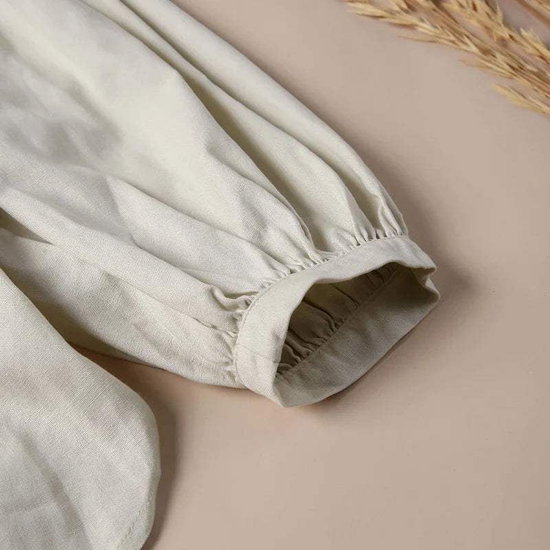 Morgan & Brooke | Gathered Lantern-Sleeve Relaxed-Fit Cotton Blouse