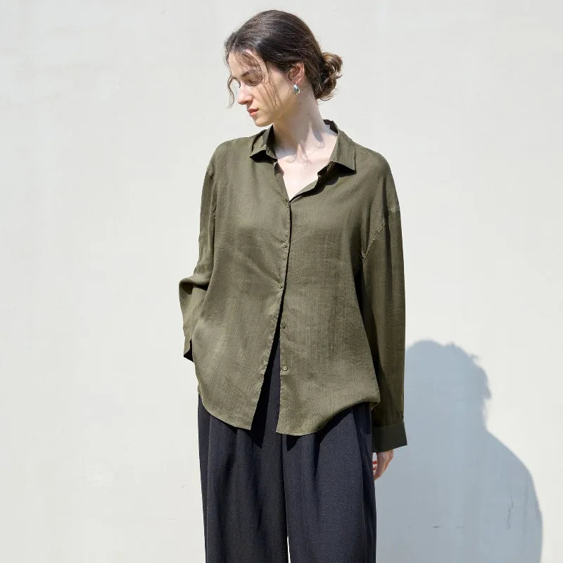 Morgan & Brooke | Natural Relaxed-Fit Button-Up Ramie Shirt