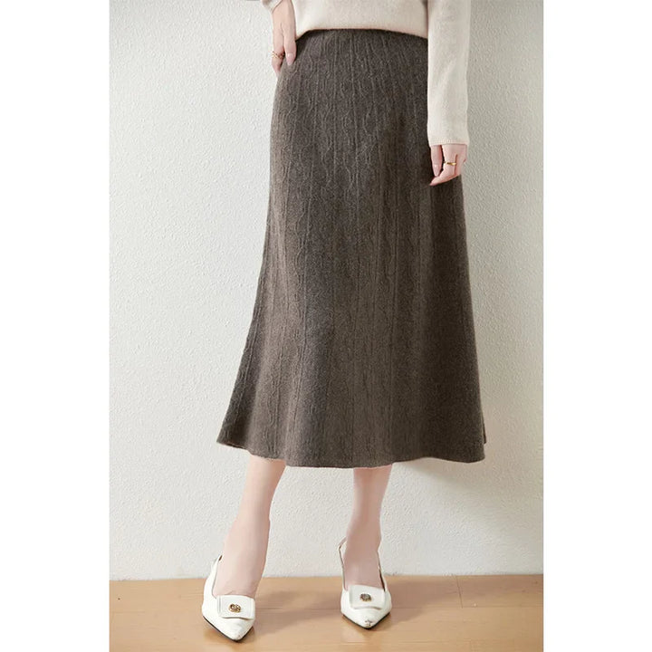Morgan & Brooke | High-Waist Ribbed Merino Knit Skirt
