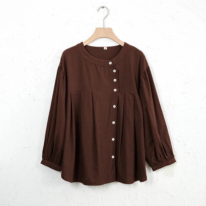 Morgan & Brooke | Gathered Lantern-Sleeve Relaxed-Fit Cotton Blouse