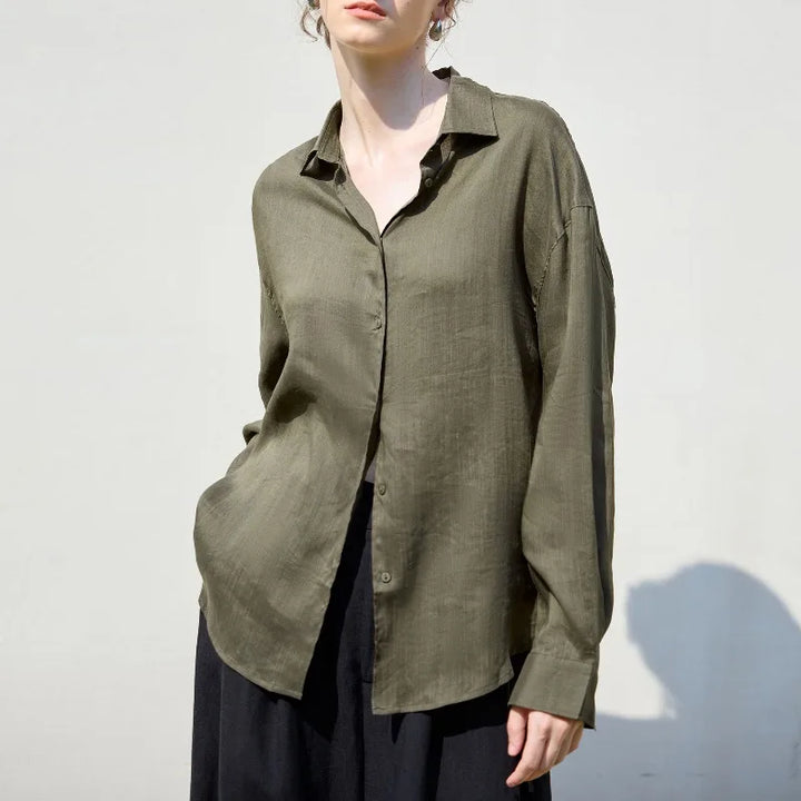 Morgan & Brooke | Natural Relaxed-Fit Button-Up Ramie Shirt