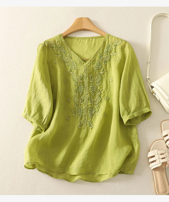 Morgan and Brooke | V-Neck Cotton Blouse