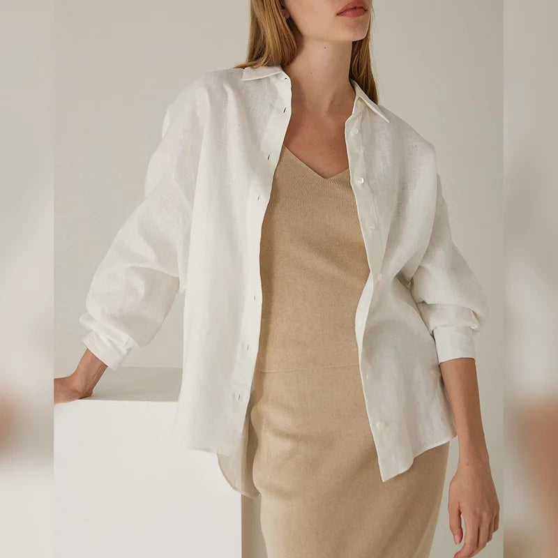 Morgan & Brooke | Slit-Hem Linen Shirt