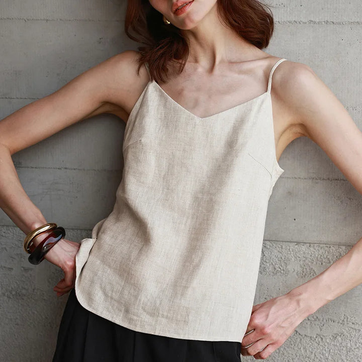 Morgan & Brooke | V-Neck Linen Camisole Top
