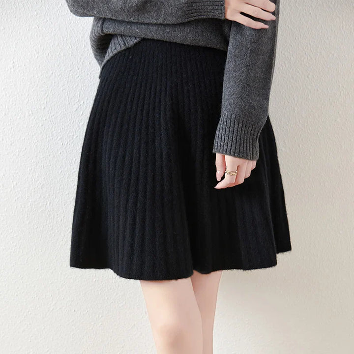 Morgan & Brooke | Charcoal A-Line Knit Merino Wool Skirt