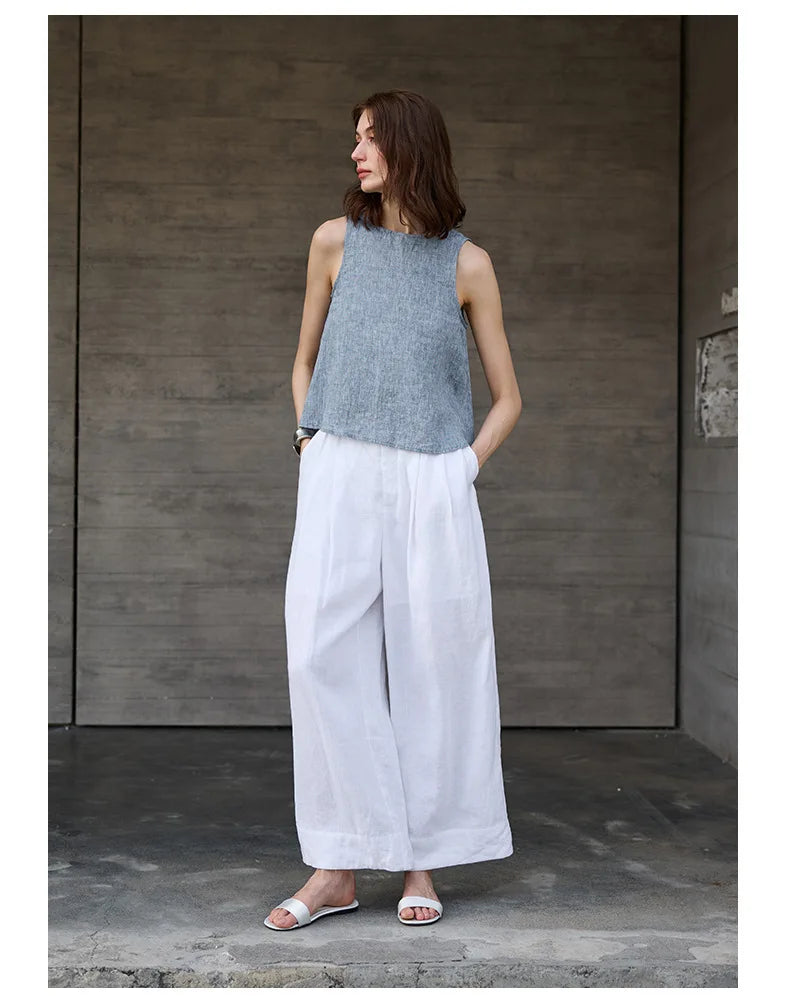Morgan & Brooke | Light Blue Reversible Chambray-Linen Vest