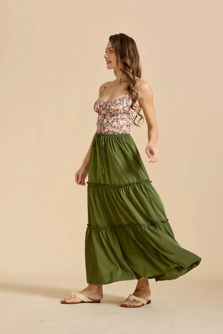 Morgan & Brooke | Printed Tiered Lightweight Maxi Skirt