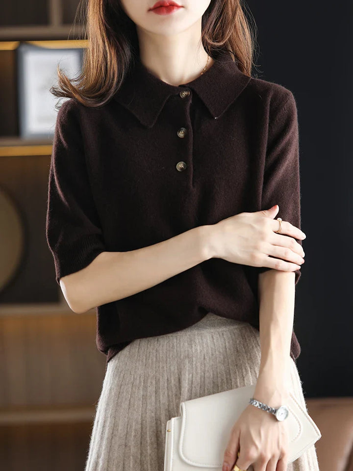 Morgan & Brooke | Charcoal Polo Collar Wool Sweater