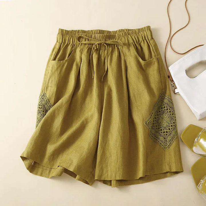 Morgan & Brooke | Ruffled Hem Linen Shorts