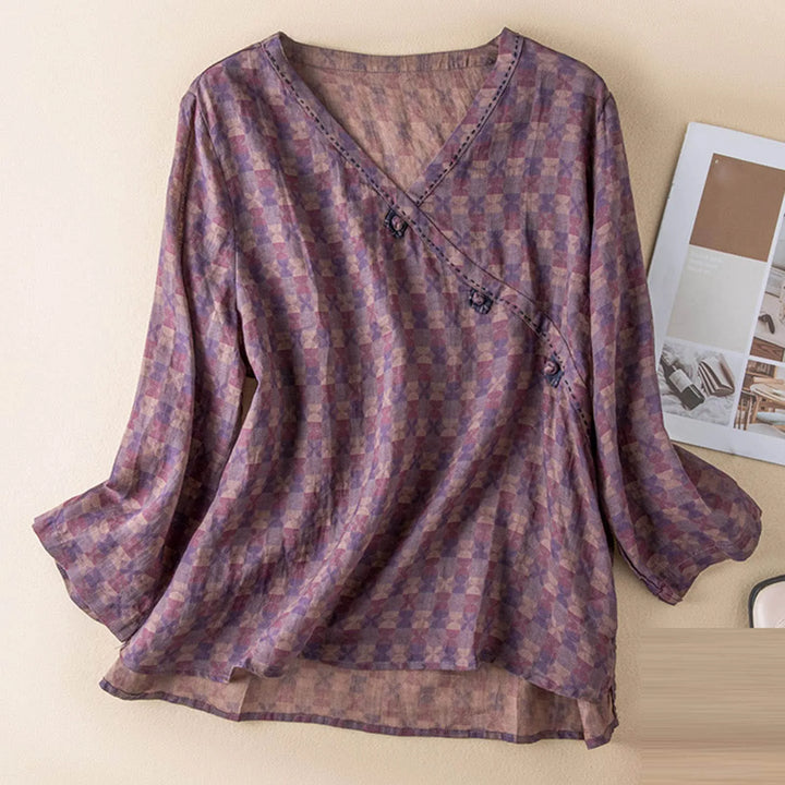 Morgan & Brooke | Wrap-Front Long-Sleeve Lightweight Blouse