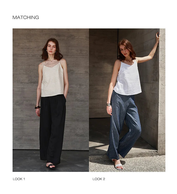 Morgan & Brooke | V-Neck Linen Camisole Top