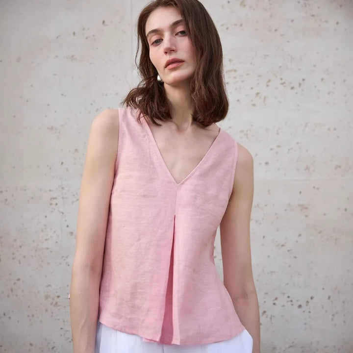 Morgan & Brooke | Light Blue Reversible Chambray-Linen Vest