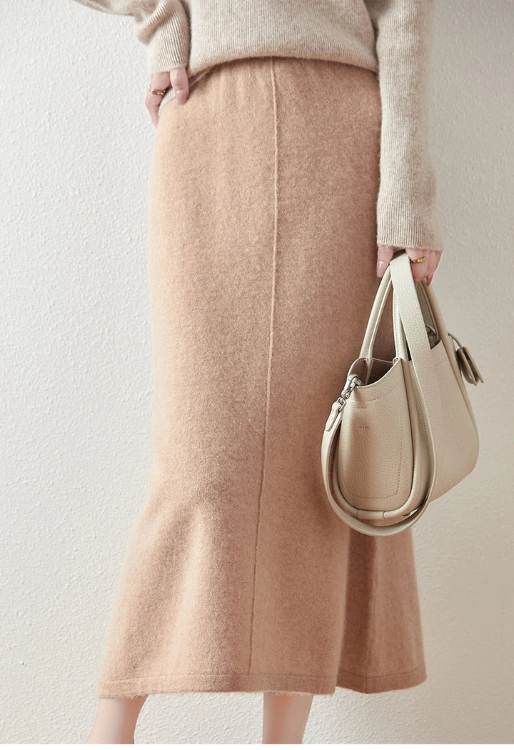 Morgan & Brooke | Charcoal High-Waist Pencil Wool Skirt
