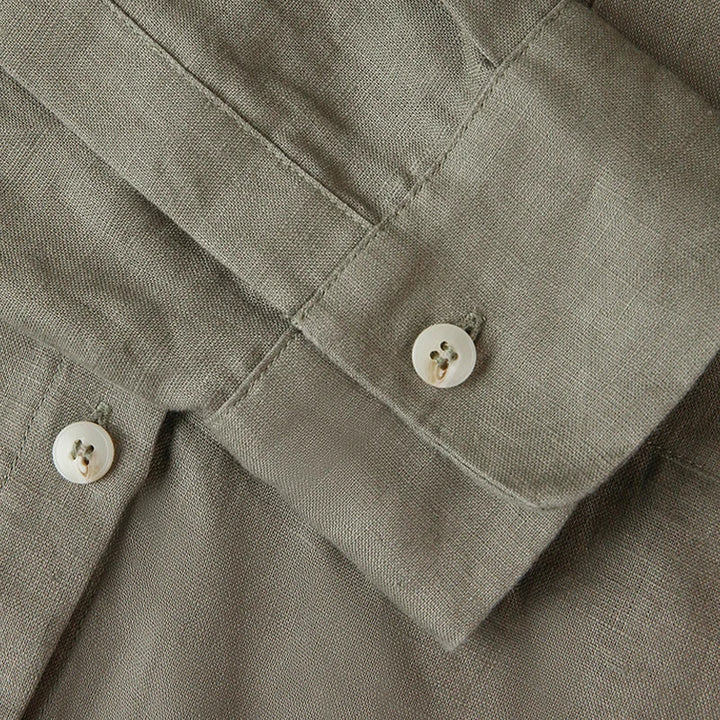 Morgan & Brooke | Cropped Long-Sleeve Linen Shirt