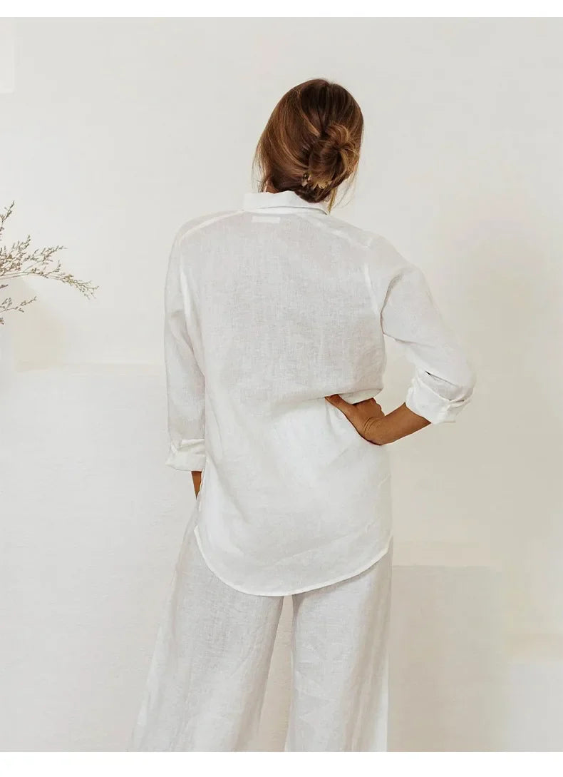 Morgan & Brooke | Oversized Patch-Pocket Linen Shirt