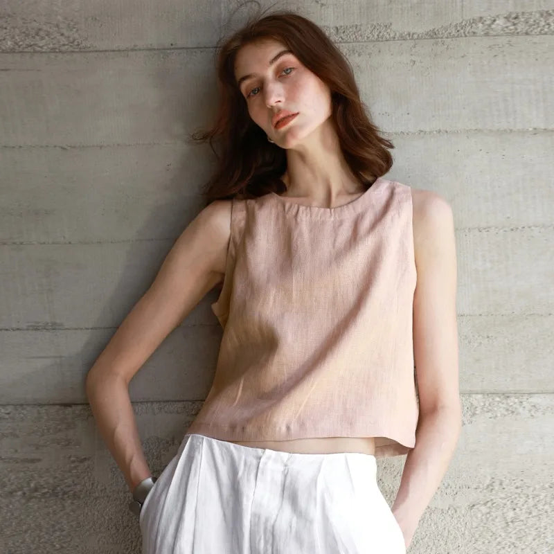Morgan & Brooke | Reversible Cropped Linen Top