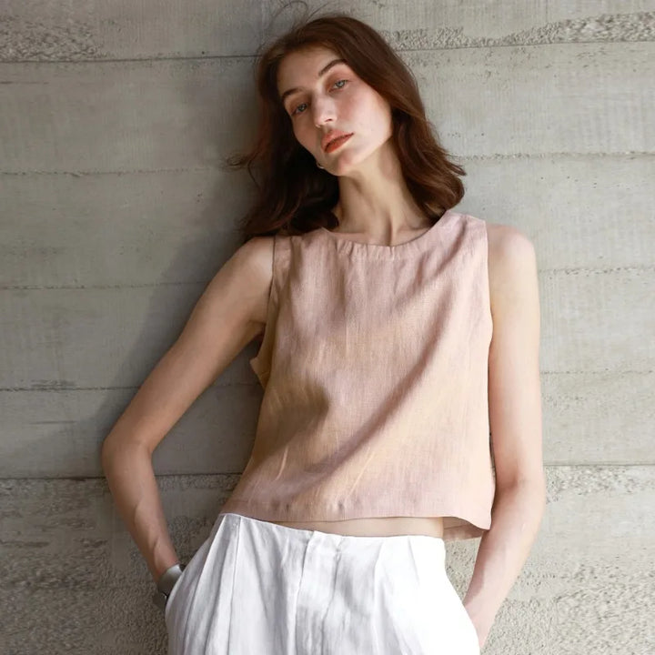 Morgan & Brooke | Reversible Cropped Linen Top