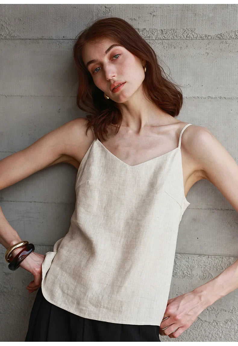 Morgan & Brooke | V-Neck Linen Camisole Top