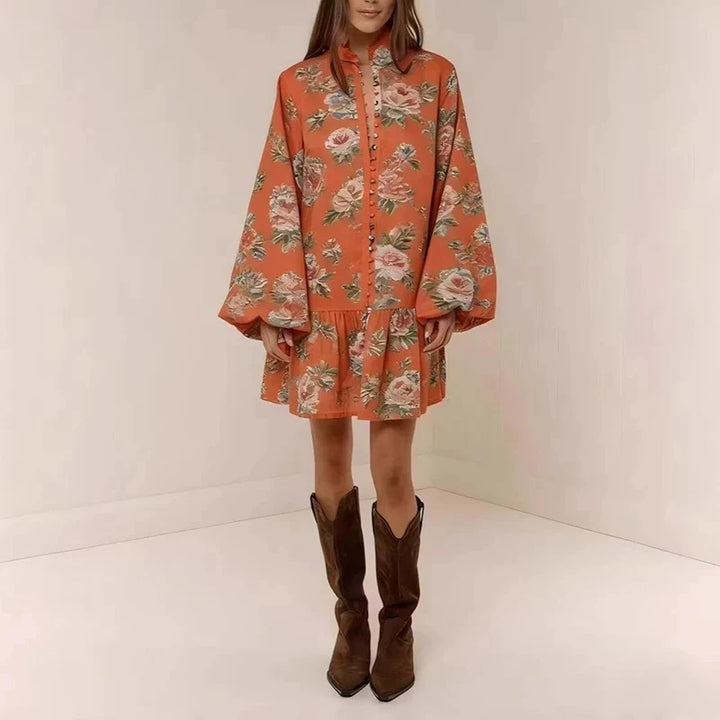 Morgan & Brooke | Multicolor Floral Print Button-Up Cotton-Blend Dress