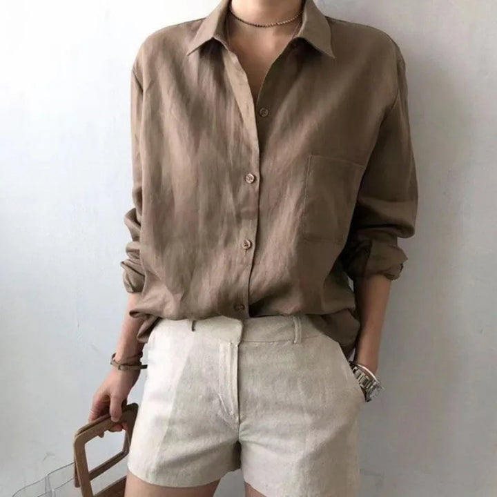 Morgan & Brooke | Open-Collar Linen Shirt