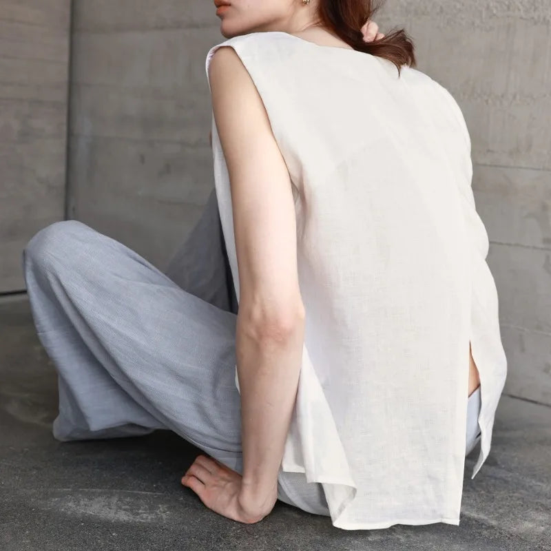 Morgan & Brooke | Gathered Pleat Linen Tank