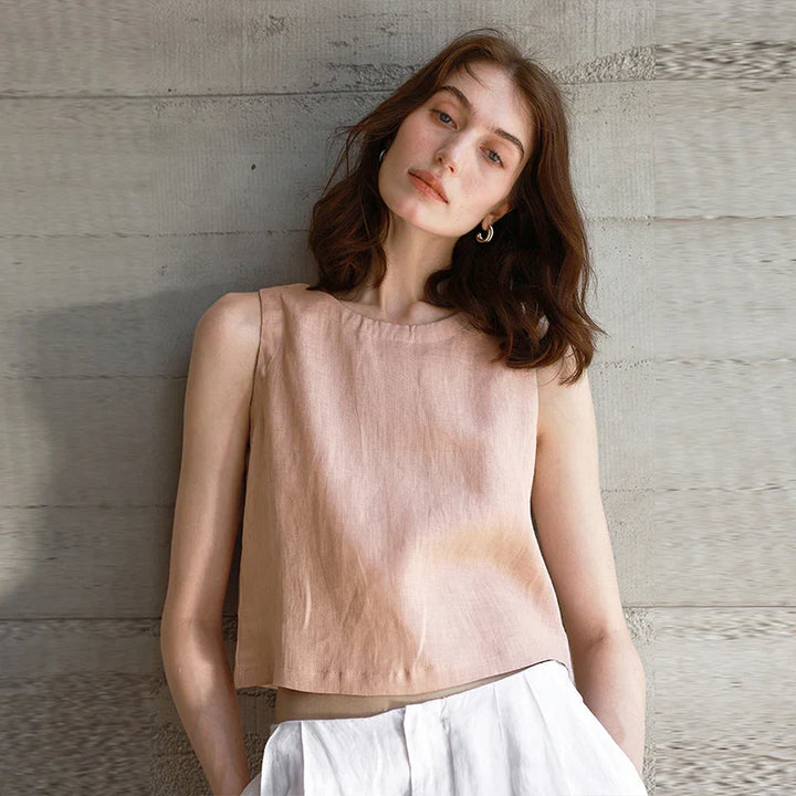 Morgan & Brooke | Reversible Cropped Linen Top