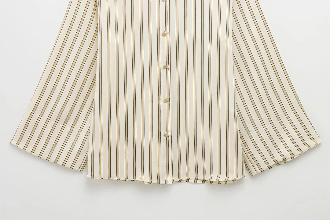 Morgan & Brooke | Blue Striped Button-Up Cotton Blouse