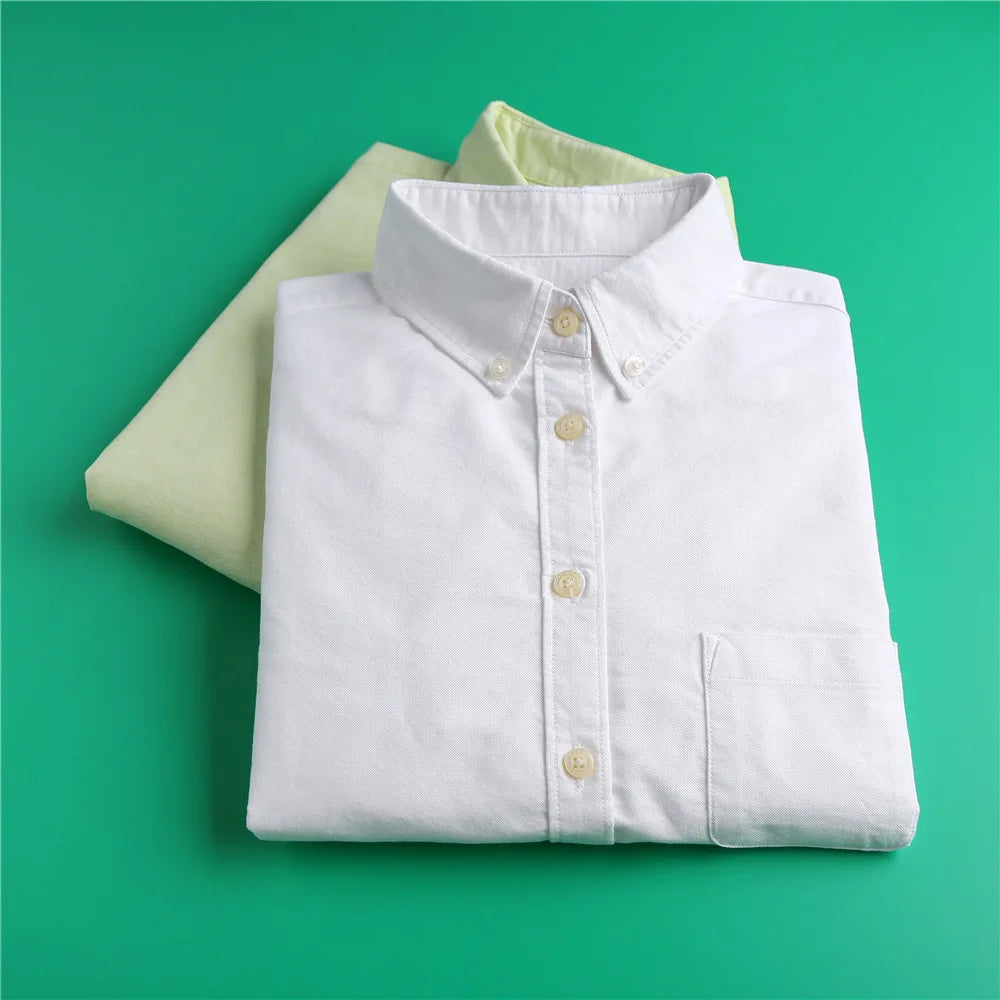 Morgan & Brooke | Pastel Tailored Button-Up Oxford Cotton Blouse