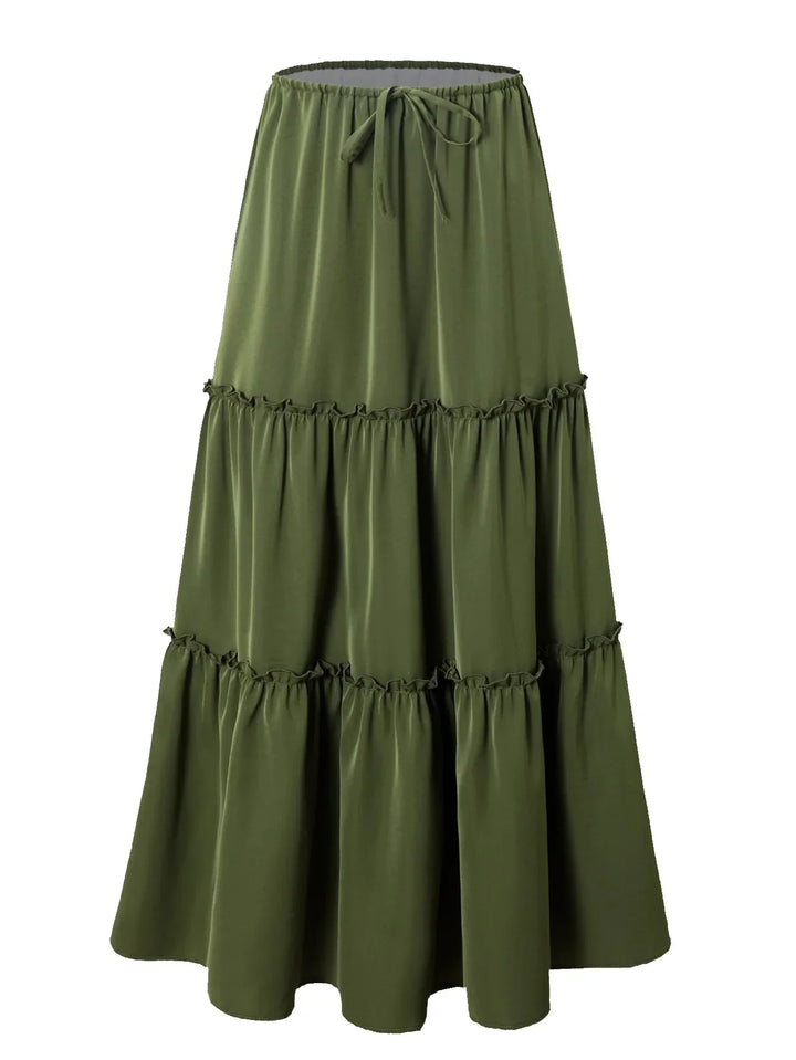 Morgan & Brooke | Printed Tiered Lightweight Maxi Skirt
