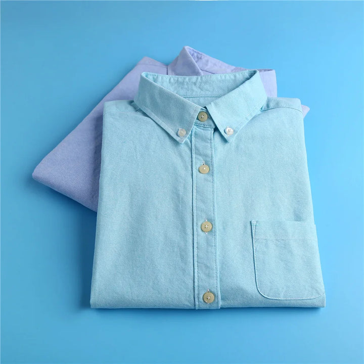 Morgan & Brooke | Pastel Tailored Button-Up Oxford Cotton Blouse
