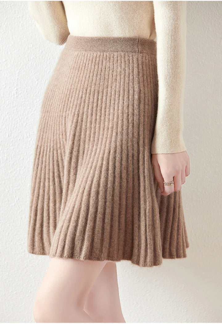 Morgan & Brooke | Charcoal A-Line Knit Merino Wool Skirt