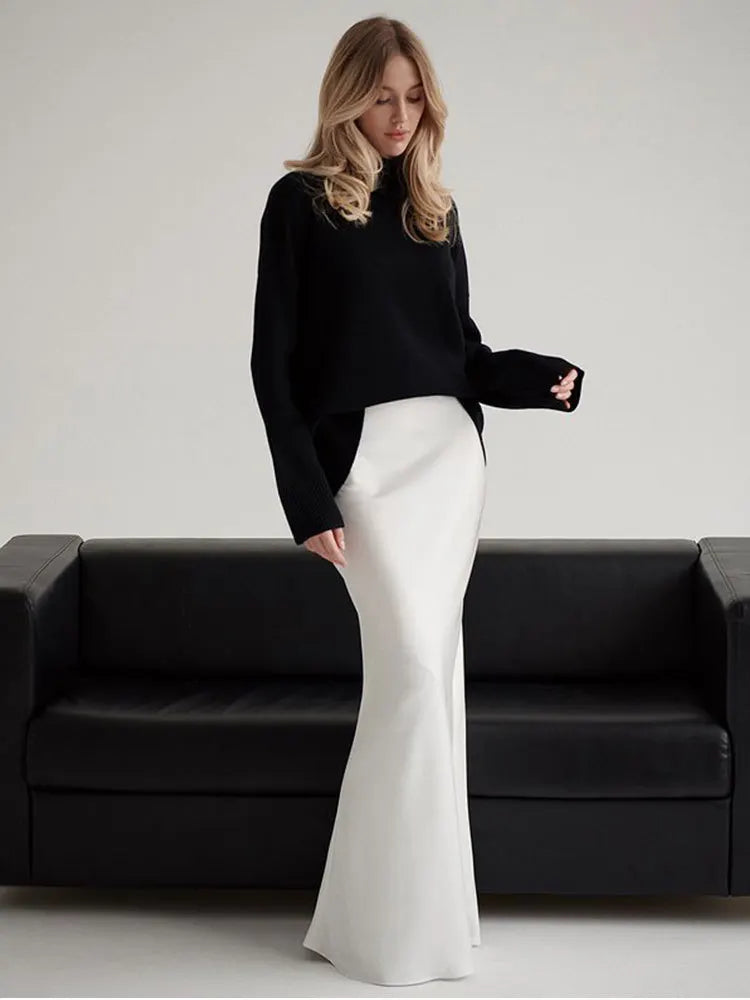 Morgan & Brooke | Fishtail Satin Maxi Skirt