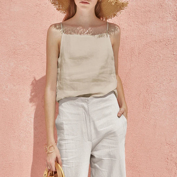 Morgan & Brooke | Satin-Strap Linen Cami