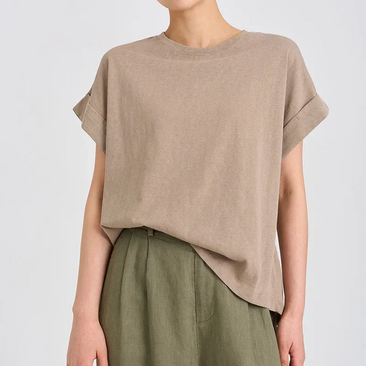 Morgan & Brooke | White Rolled-Cuff Oversized Cotton Tee
