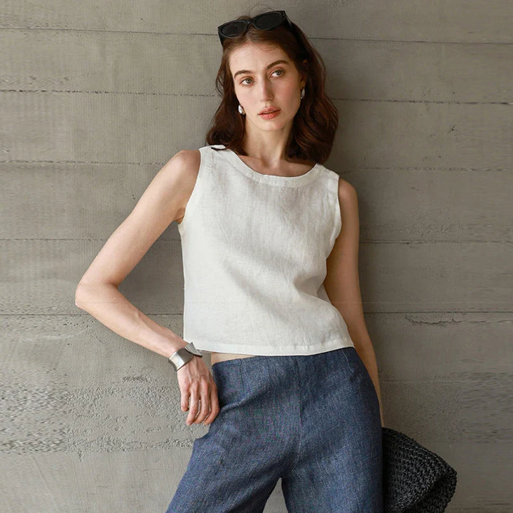Morgan & Brooke | Reversible Cropped Linen Top