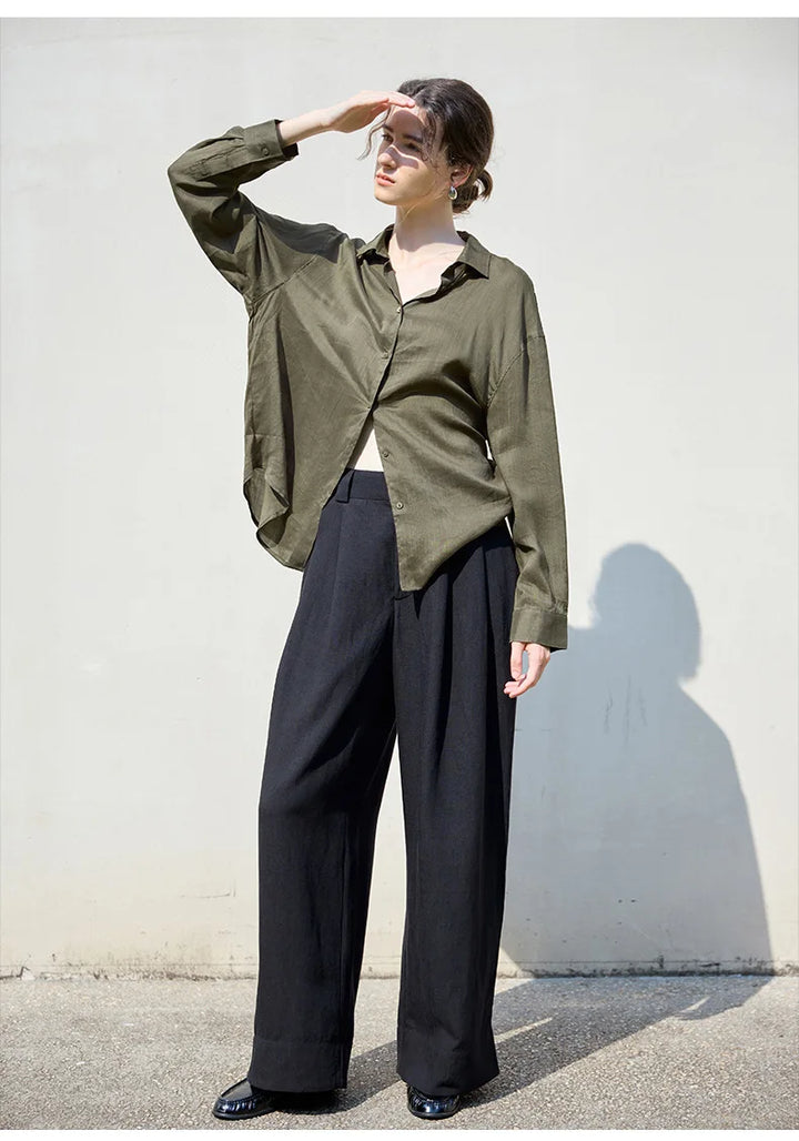 Morgan & Brooke | Natural Relaxed-Fit Button-Up Ramie Shirt
