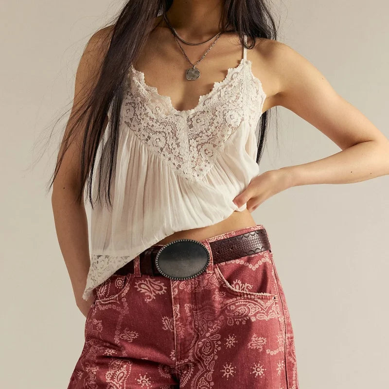 Morgan & Brooke | Ivory Lace-Trim Lightweight Silk-Blend Cami