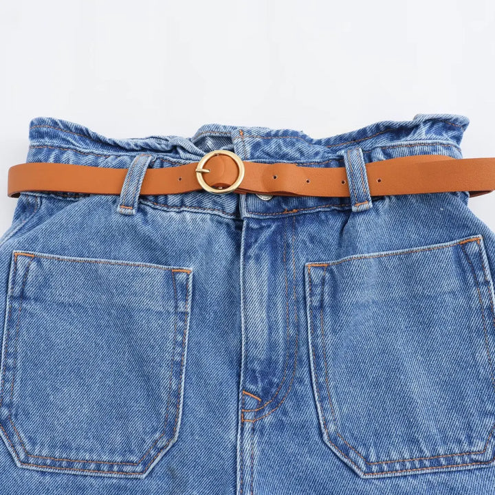 Morgan & Brooke | Light Wash High-Waist Frayed-Hem Denim Shorts